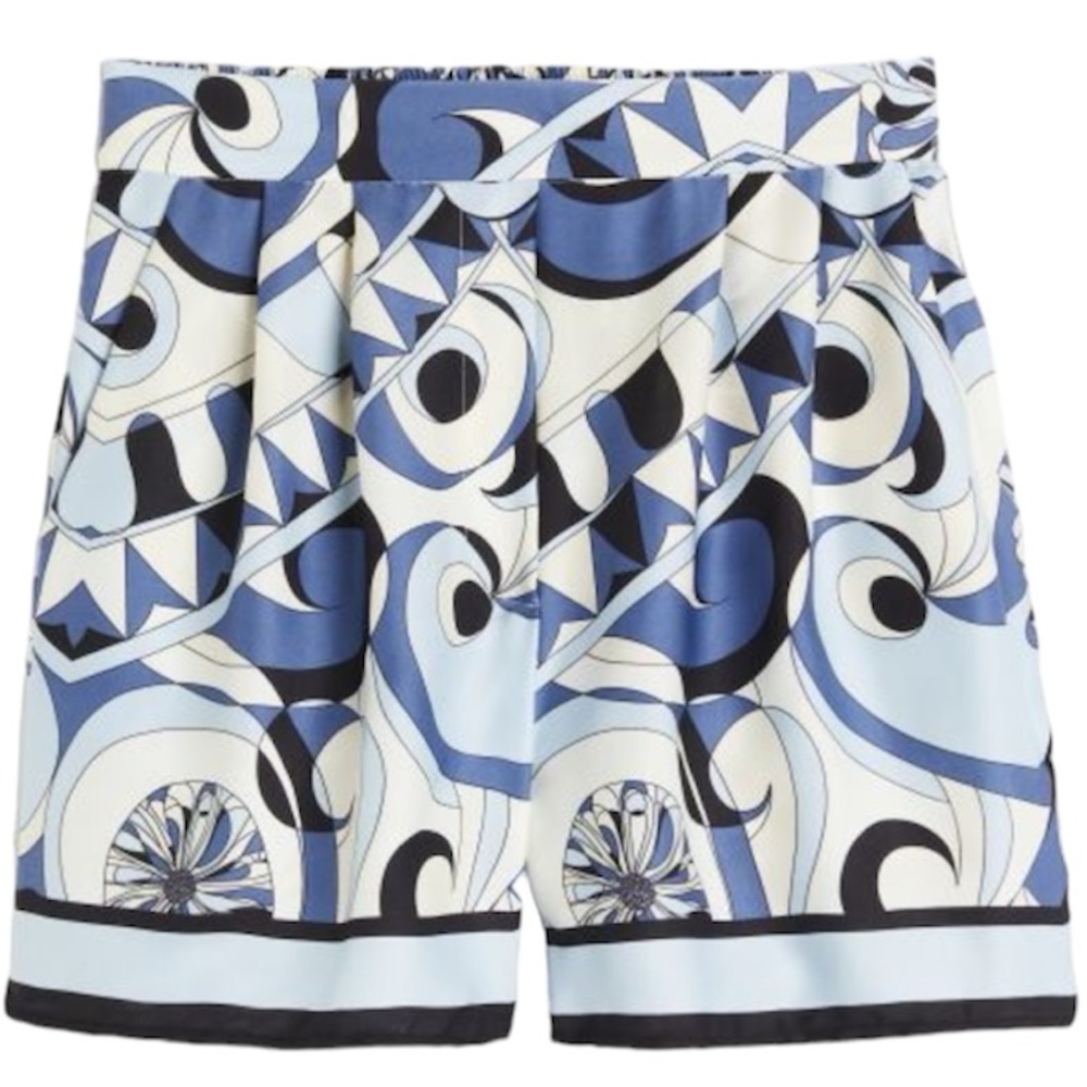 H&M Men's Blue Satin Pull On Shorts Elastic Waist Lounge Silky Size Small